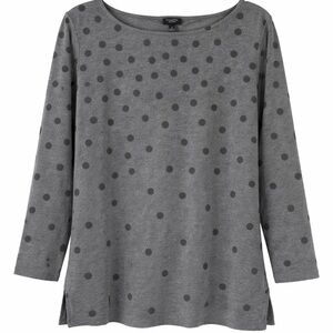 Talbots Charcoal Polka Dot Long Sleeve Top Suze 1XP